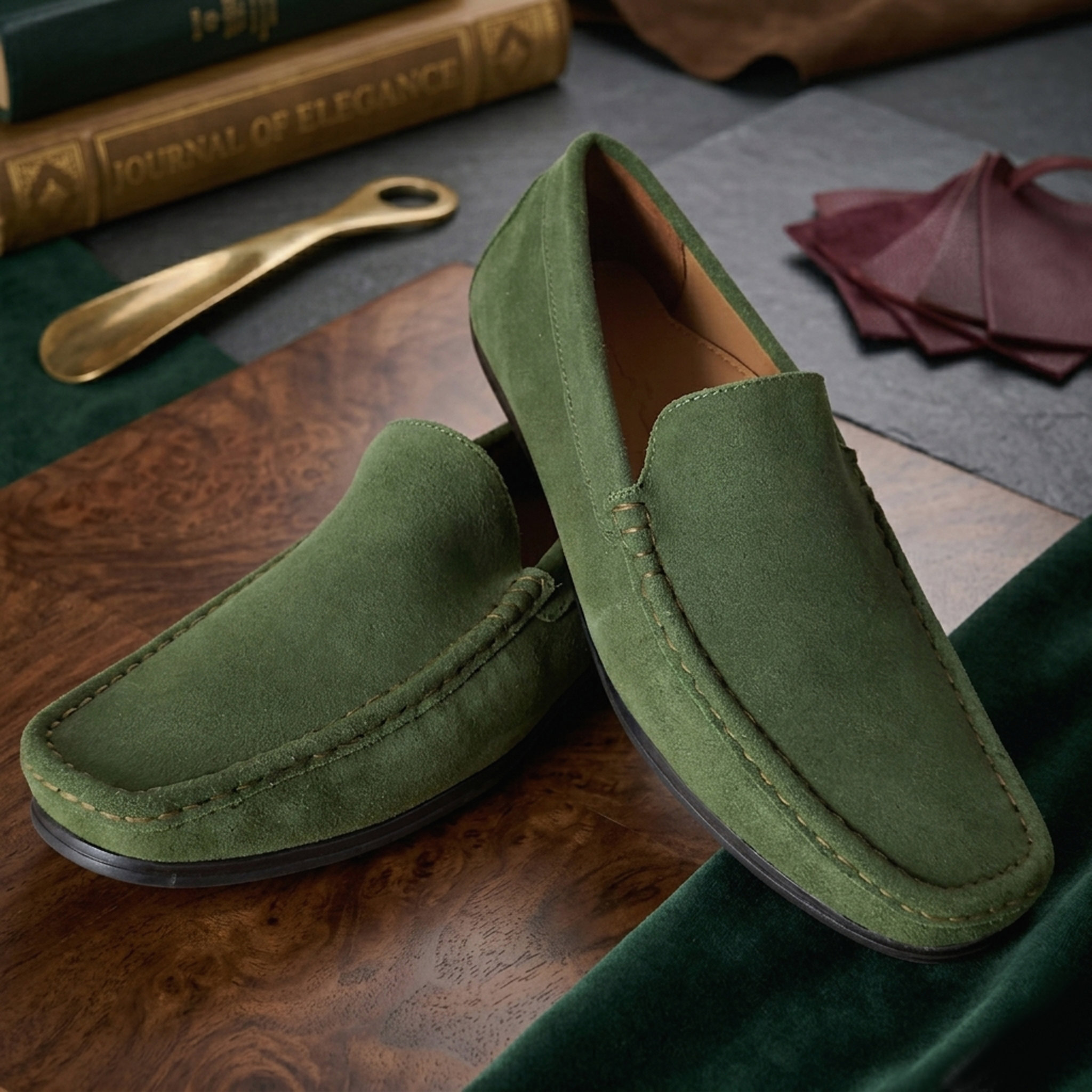Picture of Green Suede Leather Loafer
